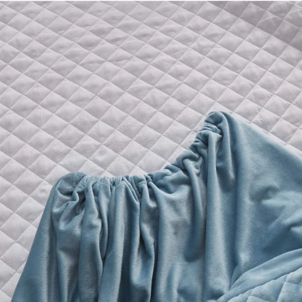 Velvet Diamond-Stitch Bedspread with Tassel Fringe Turquoise Twin NWT